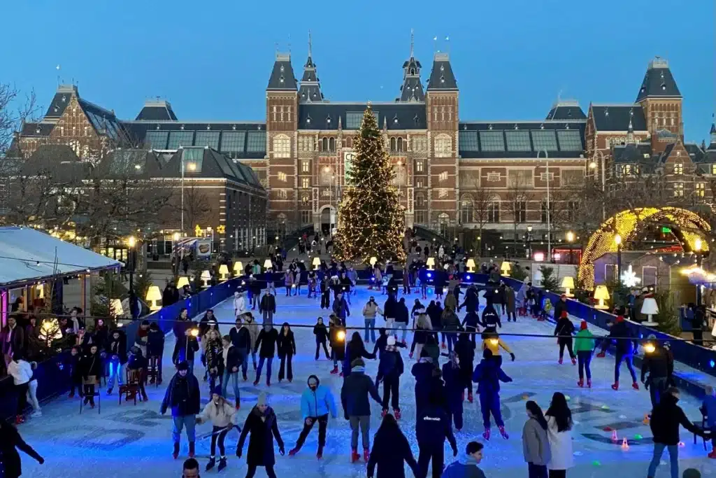 Ice rink, winter in the Netherlands